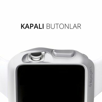 Spigen Apple Watch ile Uyumlu Kılıf Slim Armor (Ekran Koruyuculu) (38mm) Satin Silver