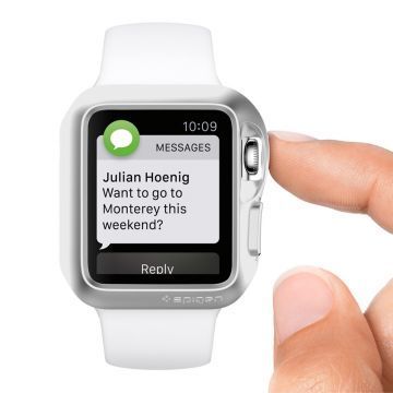 Spigen Apple Watch ile Uyumlu Kılıf Slim Armor (Ekran Koruyuculu) (38mm) Satin Silver
