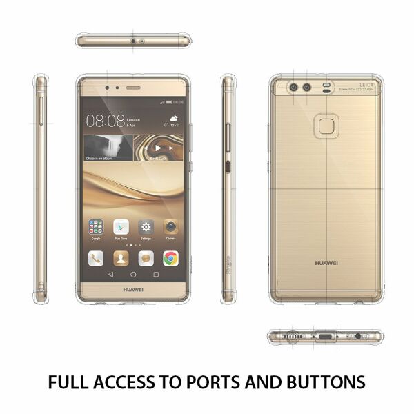 Ringke Fusion P9 Plus ile Uyumlu Kılıf Smoke Black TPU Bumper Extra Darbe Emici