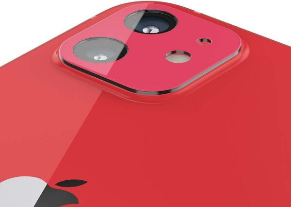 Spigen iPhone 12 Mini ile Uyumlu Kamera Lens Cam Ekran Koruyucu Glas.tR Optik (2 Adet) Red