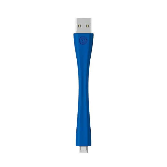 Mophie Memory-Flex Micro USB Kısa Şarj Kablosu 10cm Mavi