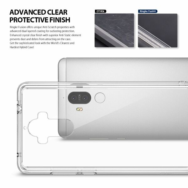 Ringke Fusion Mate 9 ile Uyumlu Kılıf Ink Black TPU Bumper Extra Darbe Emici