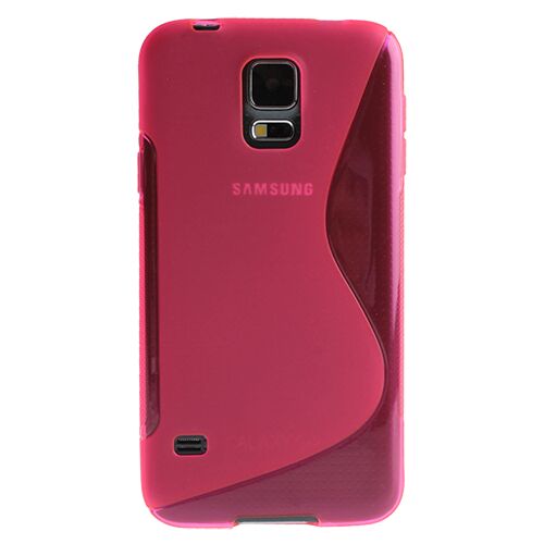 Galaxy S5 G900 ile Uyumlu S Desenli Silikon Kılıf Pembe