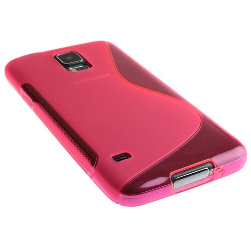 Galaxy S5 G900 ile Uyumlu S Desenli Silikon Kılıf Pembe