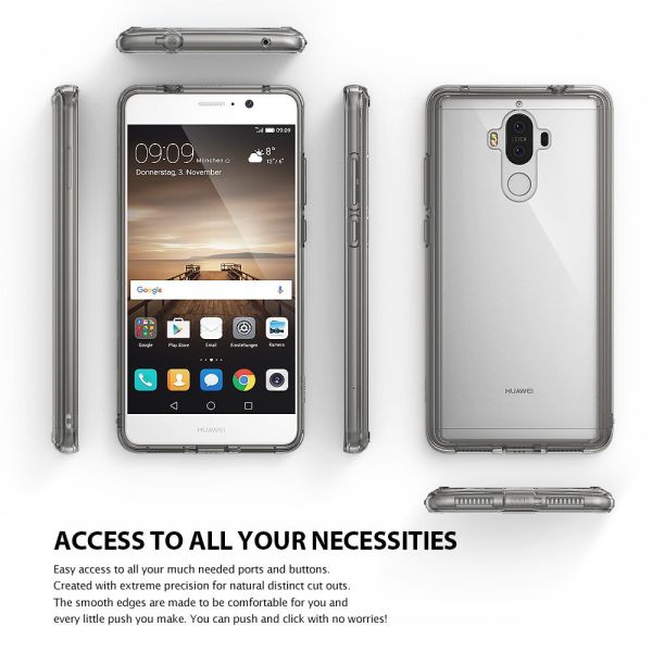 Ringke Fusion Mate 9 ile Uyumlu Kılıf Smoke Black TPU Bumper Extra Darbe Emici