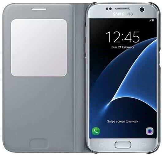 Galaxy S7 ile Uyumlu S View Cover Kılıf Gri EF-CG930PSEGWW (Out)