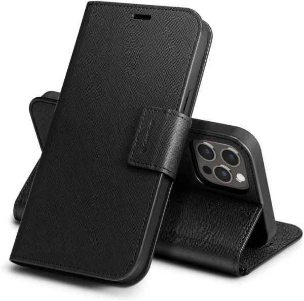 Spigen iPhone 12 Pro Max ile Uyumlu Kılıf, Caseology Câlin Saffiano Black