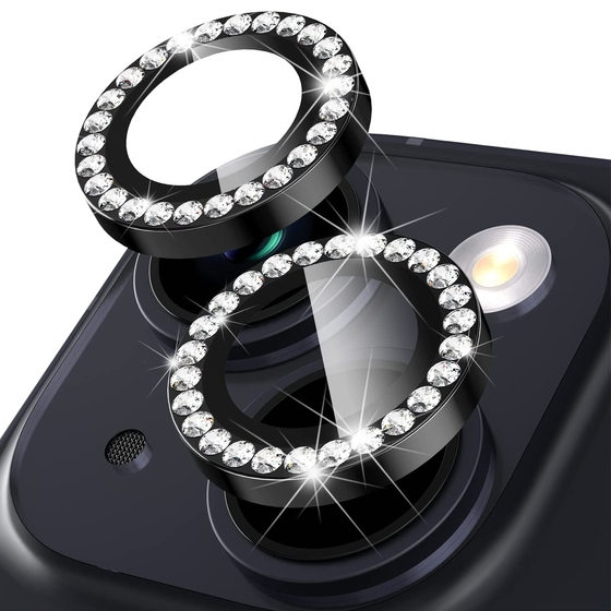 Buff iPhone 14 / 14 Plus ile Uyumlu Diamond Kamera Lens Koruyucu Graphite