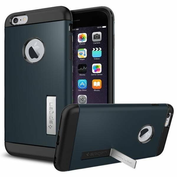 Spigen iPhone 6s Plus/6 Plus ile Uyumlu Kılıf Slim Armor Metal Slate