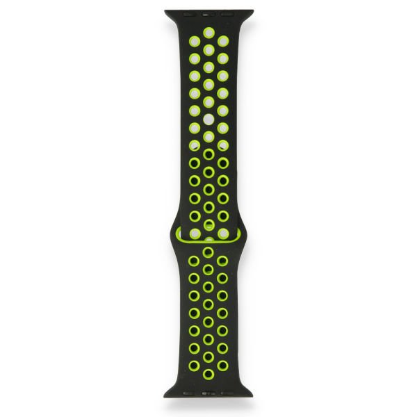 Apple Watch ile Uyumlu 38-40mm Silikon Kayış Siyah/Yeşil