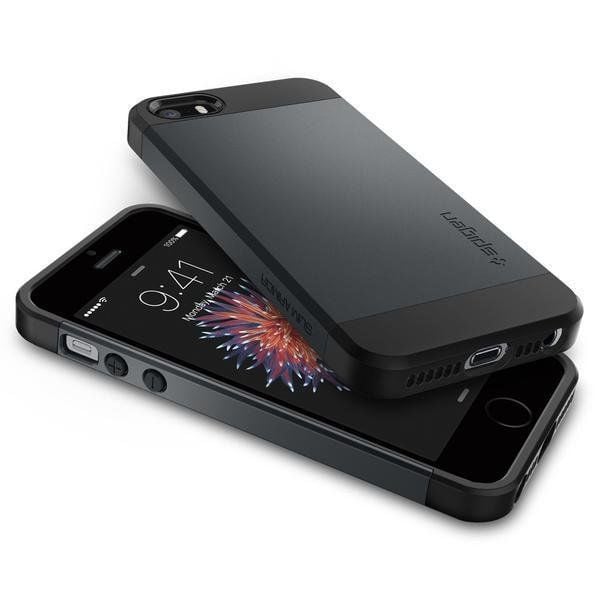 Spigen iPhone 5,5s,SE ile Uyumlu Kılıf Slim Armor Metal Slate