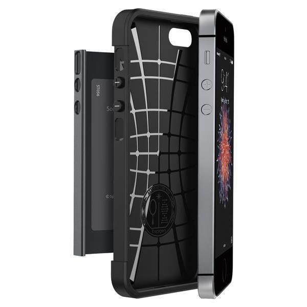 Spigen iPhone 5,5s,SE ile Uyumlu Kılıf Slim Armor Metal Slate