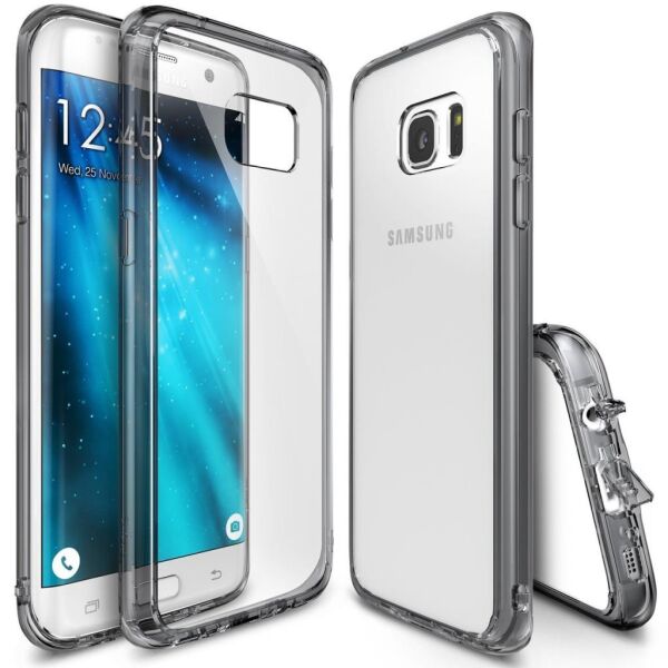 Ringke Fusion Galaxy S7 Edge ile Uyumlu Kılıf Smoke Black TPU Bumper Extra Darbe Emici