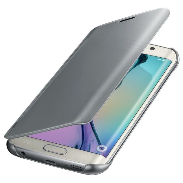 Galaxy S6 Edge ile Uyumlu Clear View Cover Gümüş EF-ZG925BSEGWW (Out)