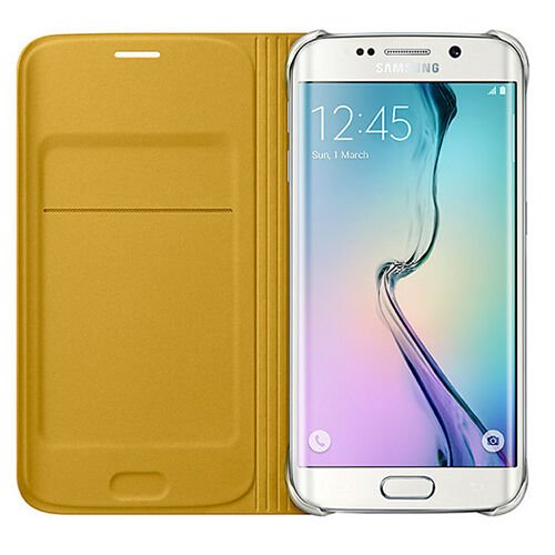 Galaxy S6 Edge ile Uyumlu Flip Wallet (Tekstil) Sarı EF-WG925BYEGWW (Out)