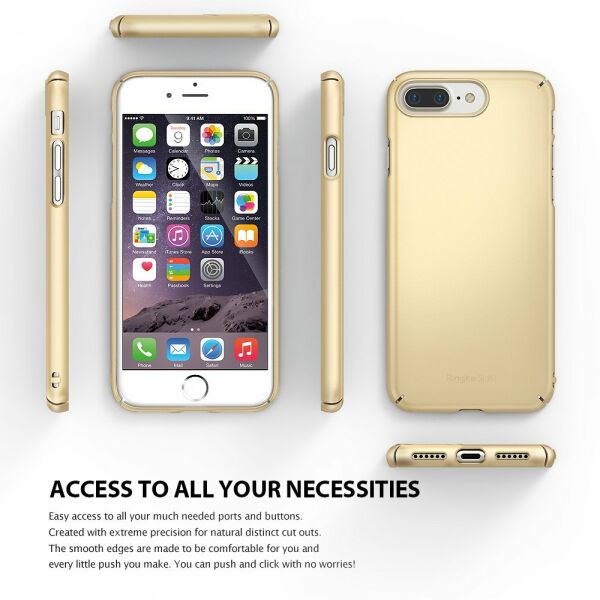 Ringke Slim iPhone 7/8 Plus ile Uyumlu KIlıf Royal Gold İnce Şık Tasarım