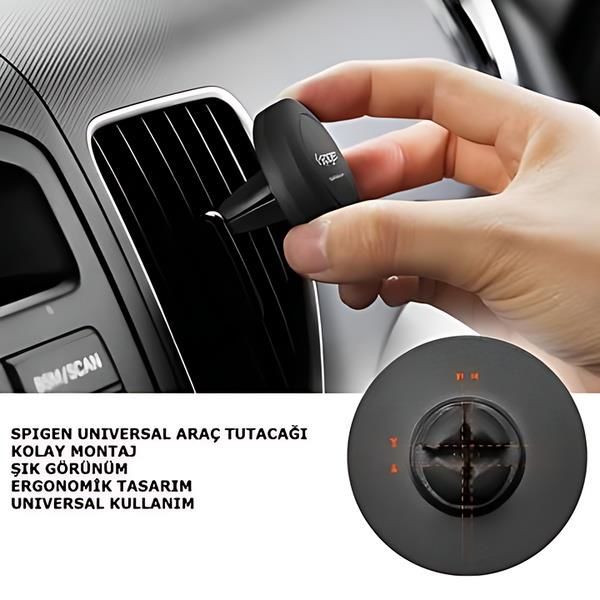 Spigen Araç Tutacağı Manyetik Evrensel (Tüm Cihazlarla Uyumlu Araç Tutucu) A200 Black