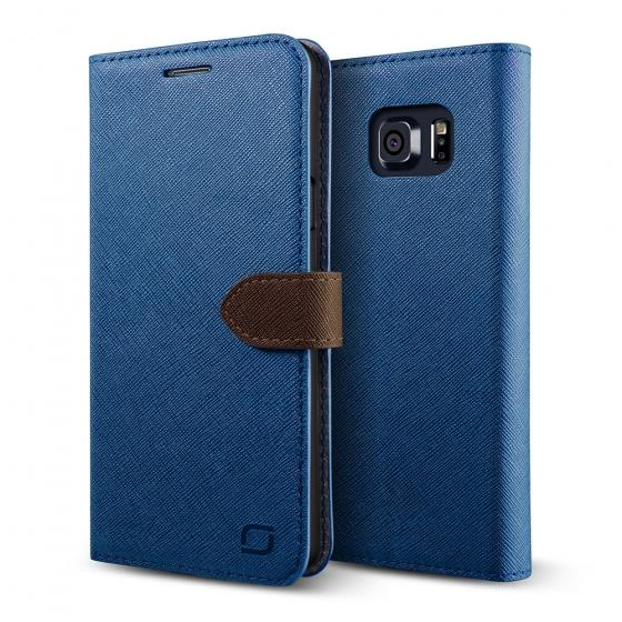 Lific Galaxy Note 5 ile Uyumlu Saffiano Diary Kılıf Blue Brown