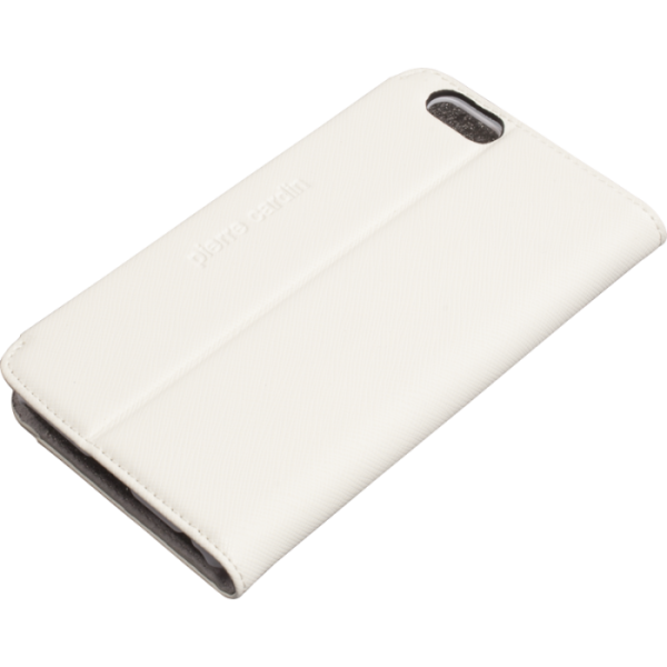 Pierre Cardin iPhone 6 ile Uyumlu Deri Kapaklı Koruma Kılıfı Beyaz PCG-P01