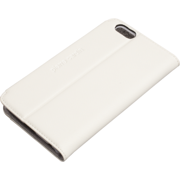 Pierre Cardin iPhone 6 ile Uyumlu Deri Kapaklı Koruma Kılıfı Beyaz PCG-P01