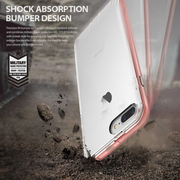Ringke Frame İphone 7 Plus ile Uyumlu Çerçeveli Bumper Kılıf Rose Gold