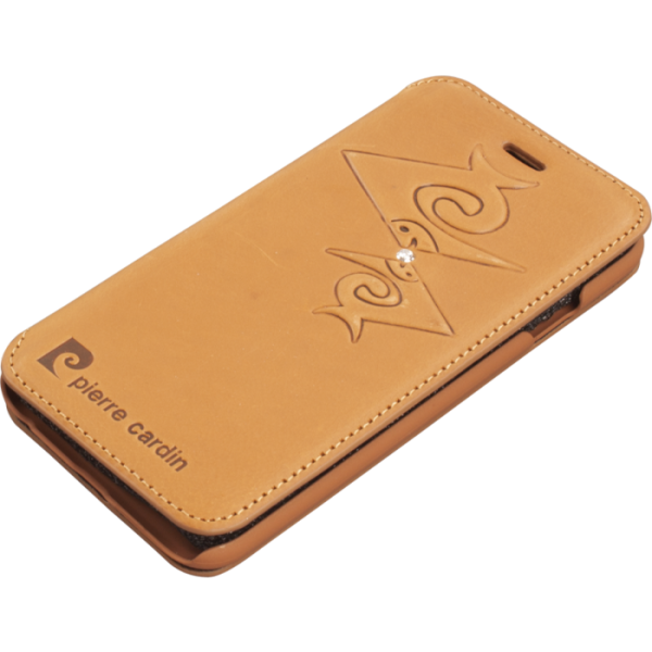 Pierre Cardin iPhone 6 ile Uyumlu Deri Kapaklı Koruma Kılıfı Kahve PCM-P01