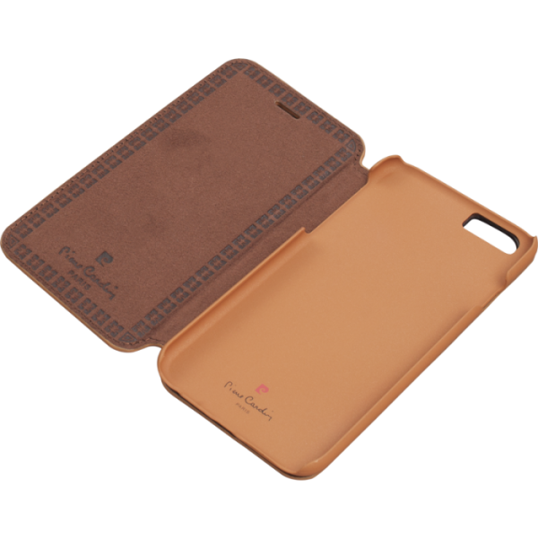 Pierre Cardin iPhone 6 ile Uyumlu Deri Kapaklı Koruma Kılıfı Kahve PCM-P01