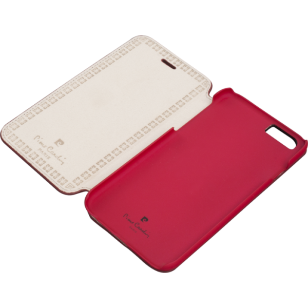 Pierre Cardin iPhone 6 ile Uyumlu Deri Kapaklı Koruma Kılıfı Kırmızı PCM-P01