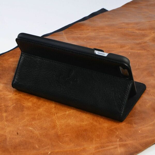 Pierre Cardin iPhone 6 ile Uyumlu Deri Kapaklı Koruma Kılıfı Siyah PCL-P05
