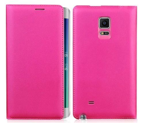 Galaxy Note Edge ile Uyumlu Kılıf Flip Cover Koyu Pembe