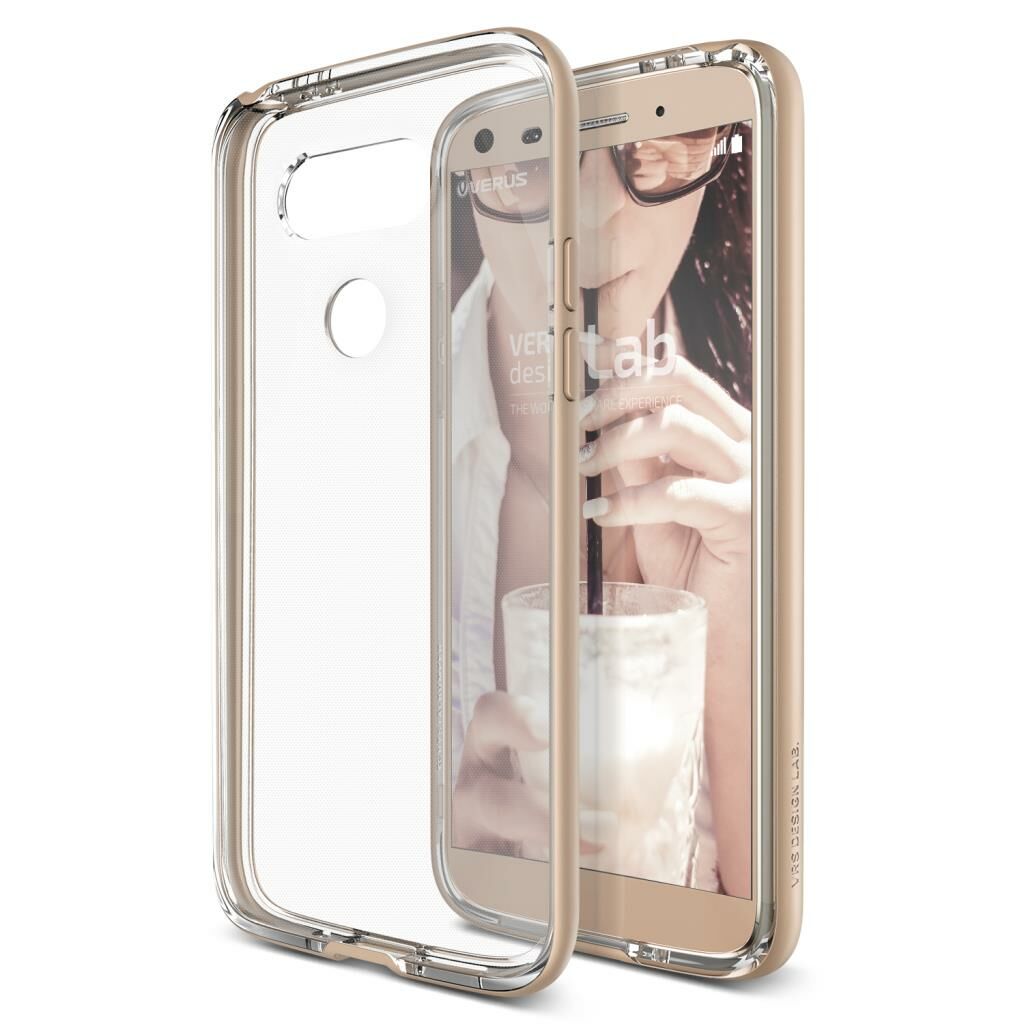 Verus G5 ile Uyumlu Crystal Bumper Kılıf Shine Gold