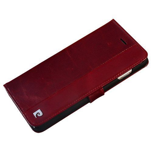 Pierre Cardin iPhone 6 Plus ile Uyumlu Deri Kapaklı Koruma Kılıfı Kırmızı PCL-P05