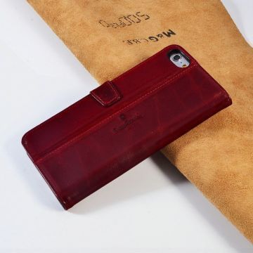 Pierre Cardin iPhone 6 Plus ile Uyumlu Deri Kapaklı Koruma Kılıfı Kırmızı PCL-P05