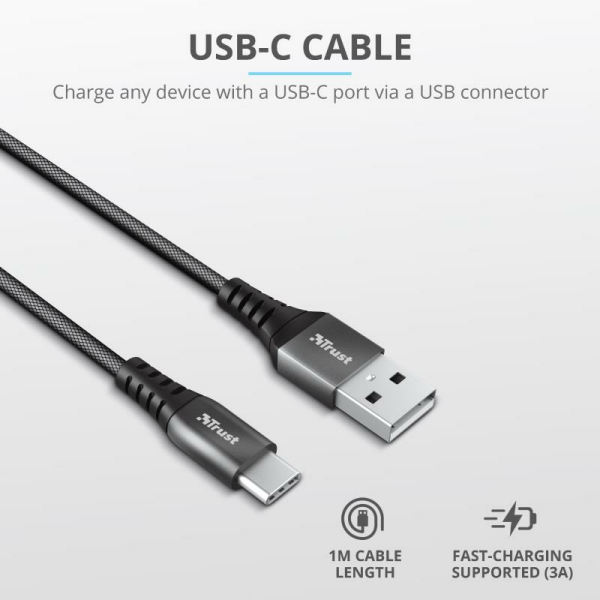 Trust 23571 Keyla Extra-Güçlü USB To USB-C Kablo 1m