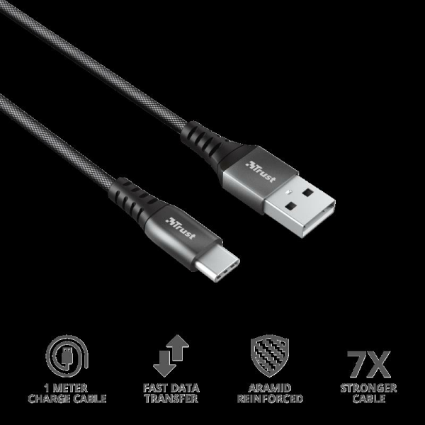 Trust 23571 Keyla Extra-Güçlü USB To USB-C Kablo 1m