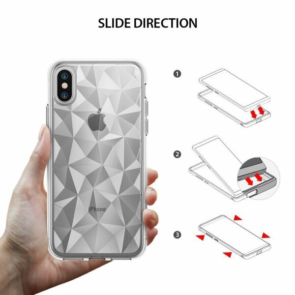 Ringke Air Prism 3D Elmas Yansıması iPhone X ile Uyumlu KIlıf Crystal Clear Ultra Hafif Esnek İnce Şeffaf Transparan