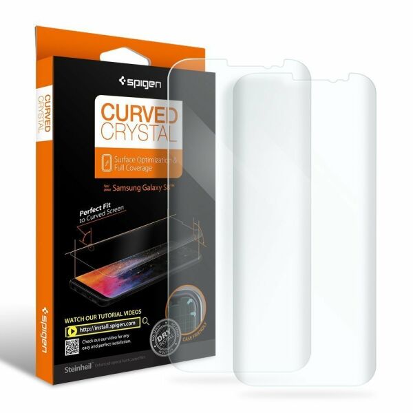 Spigen Galaxy S8 Plus ile Uyumlu Ekran Koruyucu Curved Crystal HD Kavisli Tam Kaplayan 2 Adet