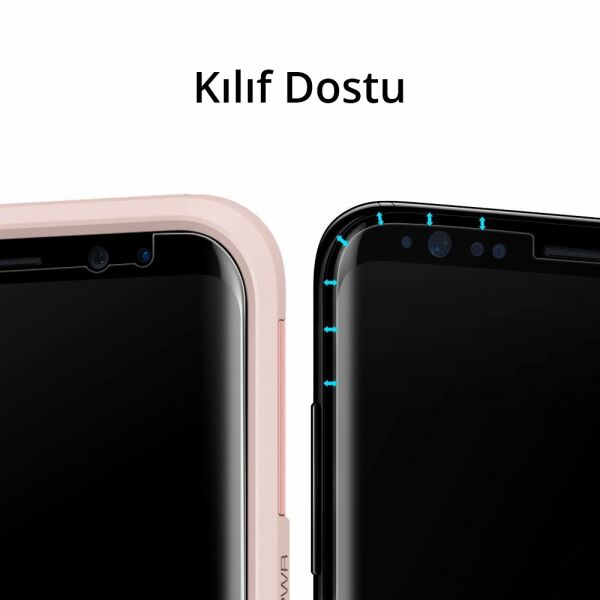 Spigen Galaxy S8 Plus ile Uyumlu Ekran Koruyucu Curved Crystal HD Kavisli Tam Kaplayan 2 Adet