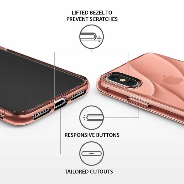 Ringke Flow iPhone X ile Uyumlu KIlıf Rose Gold