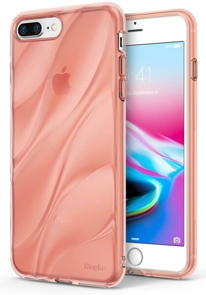 Ringke Flow iPhone 7/8 Plus ile Uyumlu KIlıf Smoke Black 3D Dalga Efekti Hafif Esnek Renkli Transparan