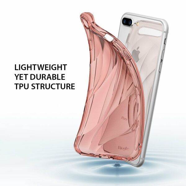 Ringke Flow iPhone 7/8 Plus ile Uyumlu KIlıf Smoke Black 3D Dalga Efekti Hafif Esnek Renkli Transparan
