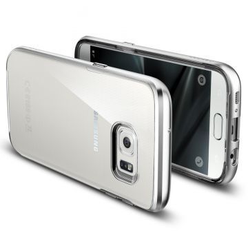Spigen Galaxy S7 Edge ile Uyumlu Kılıf Neo Hybrid Crystal Satin Silver