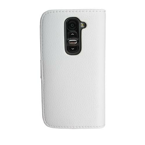 G2 Mini ile Uyumlu Yan Model Kartlıklı Deri Kılıf Beyaz Renk