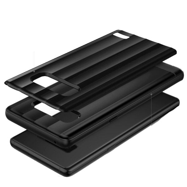 Ringke FlexS Pro Galaxy Note 8 ile Uyumlu KIlıf Black Titanyum Desen Metalik Tasarım TPU Tam Koruma