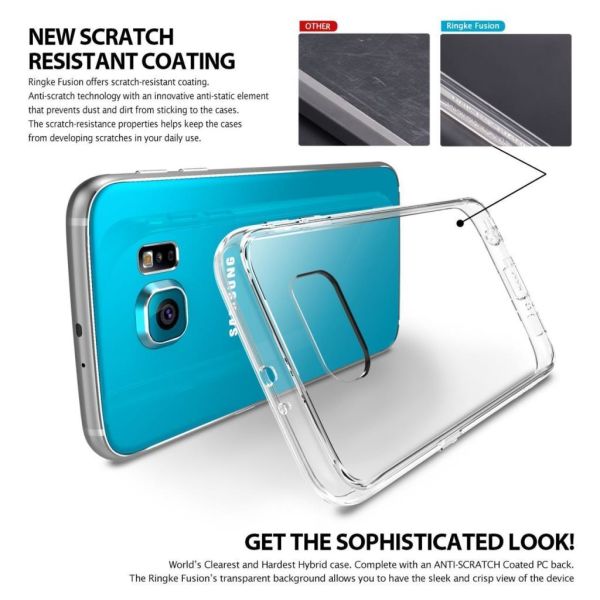 Ringke Fusion Galaxy S6 ile Uyumlu Kılıf Crystal View TPU Bumper Extra Darbe Emici