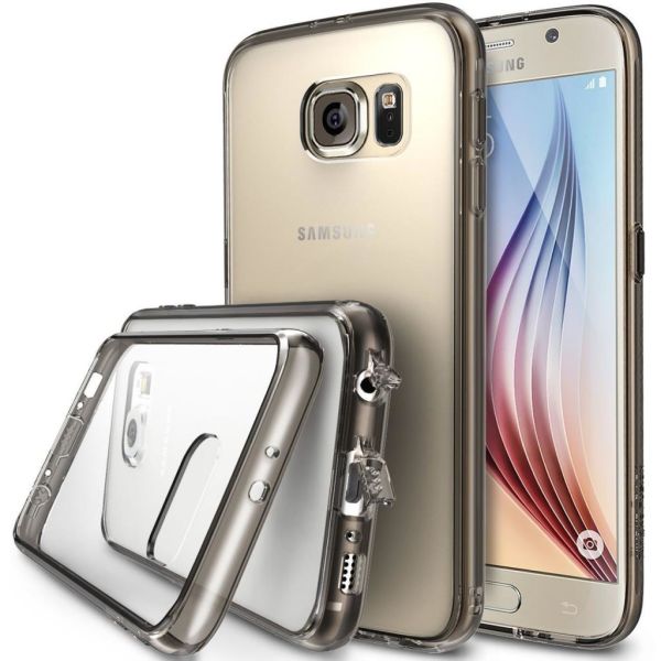 Ringke Fusion Galaxy S6 ile Uyumlu Kılıf Smoke Black TPU Bumper Extra Darbe Emici