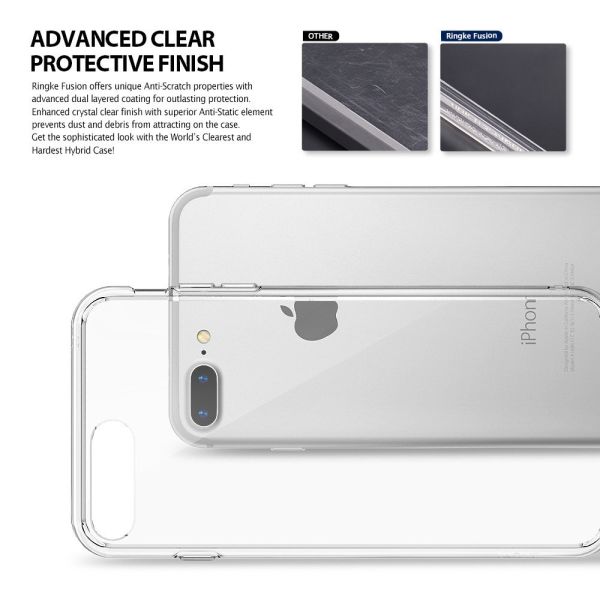 Ringke Fusion iPhone 7/8 Plus ile Uyumlu KIlıf Clear TPU Bumper Extra Darbe Emici