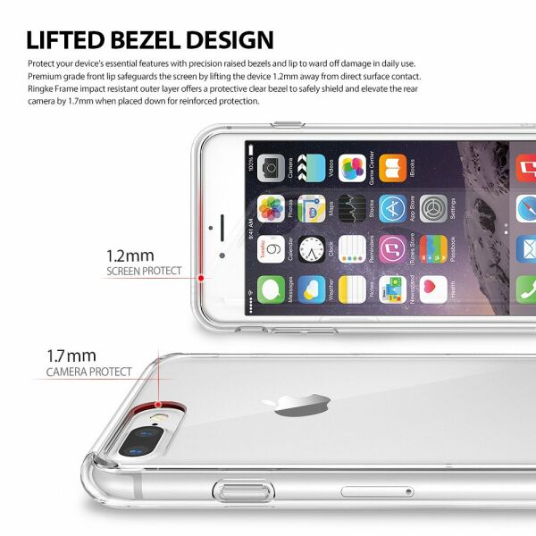 Ringke Fusion iPhone 7/8 Plus ile Uyumlu KIlıf Clear TPU Bumper Extra Darbe Emici