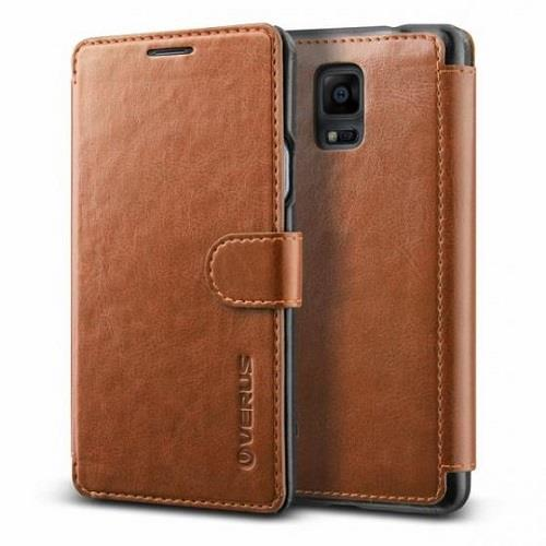 Verus Galaxy Note 4 ile Uyumlu Wallet Case Layered Dandy Diary Series Kılıf Brown