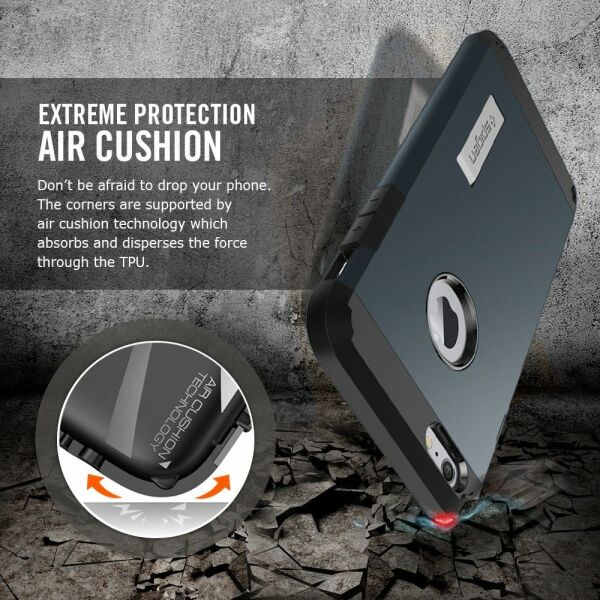 Spigen iPhone 6 Plus/6s Plus ile Uyumlu Kılıf Tough Armor Gun Metal